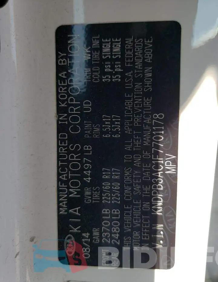 KNDPB3AC1F7701178 Photo# 13