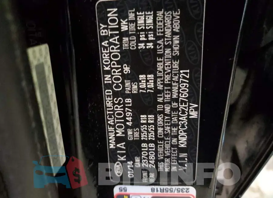 KNDPC3AC2E7609721 Photo# 13