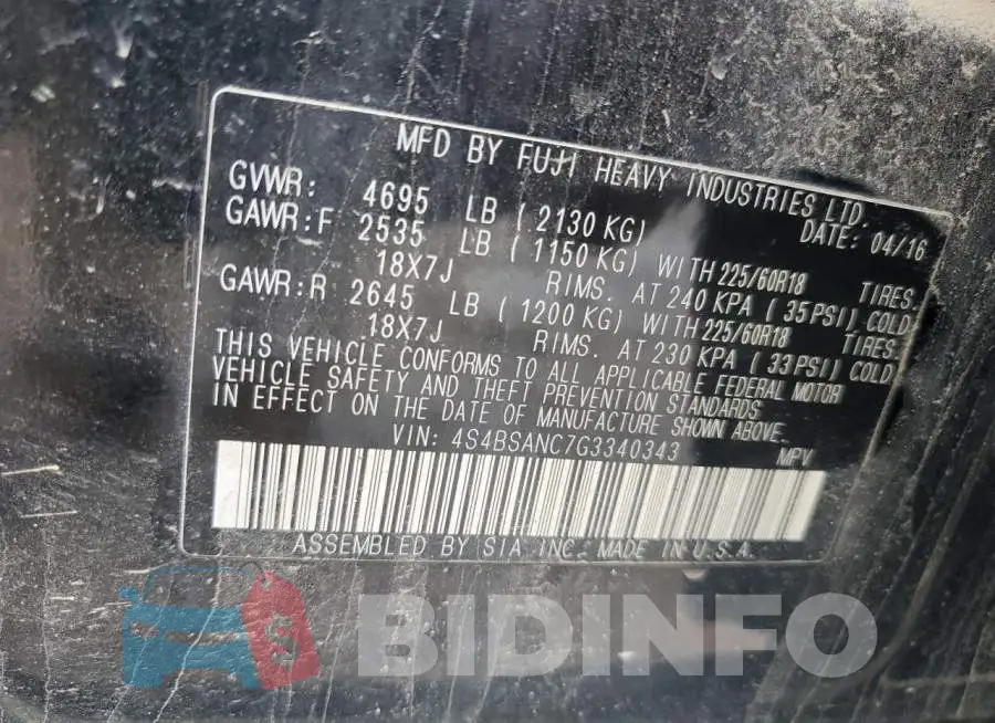 4S4BSANC7G3340343 Photo# 14