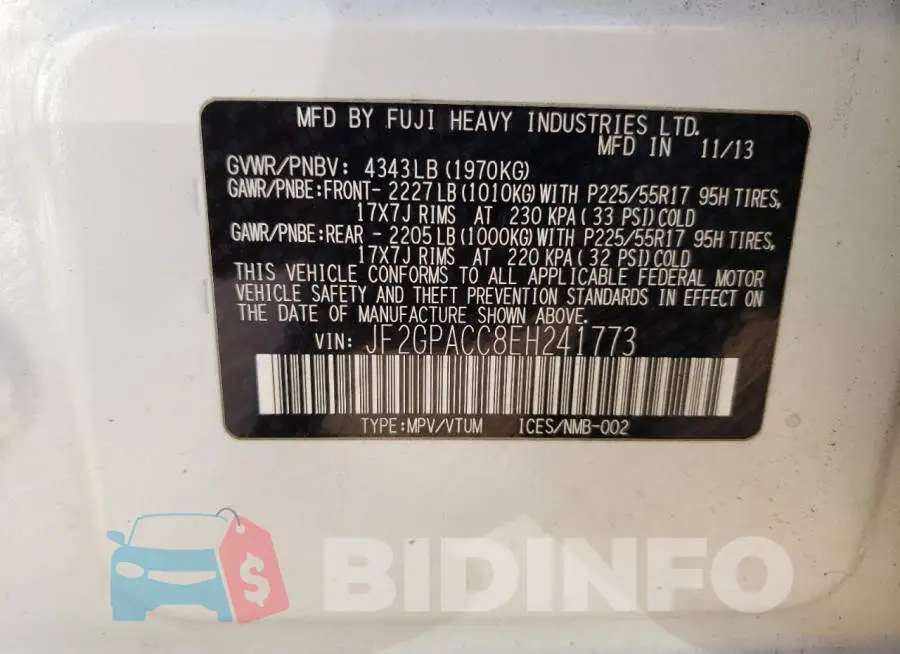 JF2GPACC8EH241773 Photo# 12