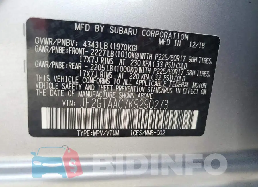 JF2GTAAC7K9290273 Photo# 12