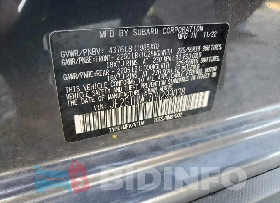 JF2GTHMC7PH299038 Photo# 13