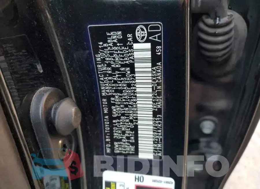 2T1BURHE8FC282873 Photo# 12