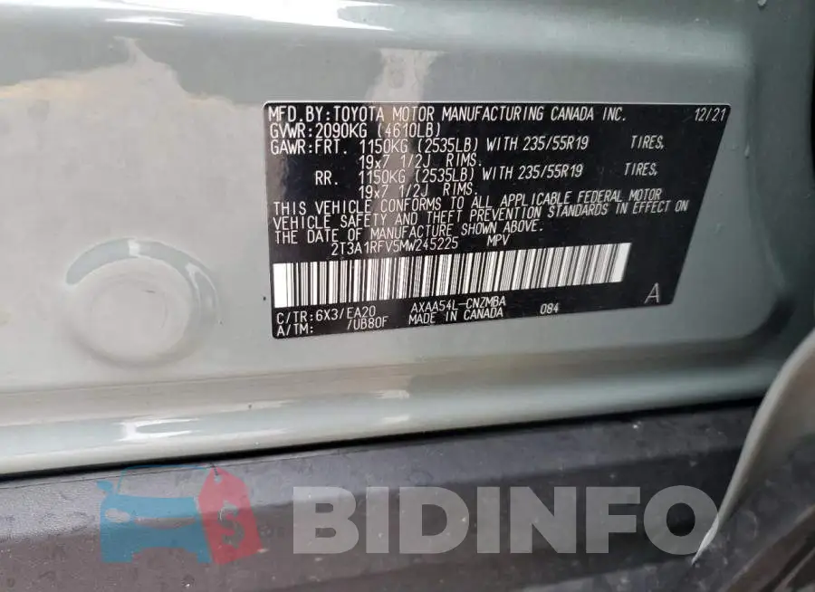 2T3A1RFV5MW245225 Photo# 13