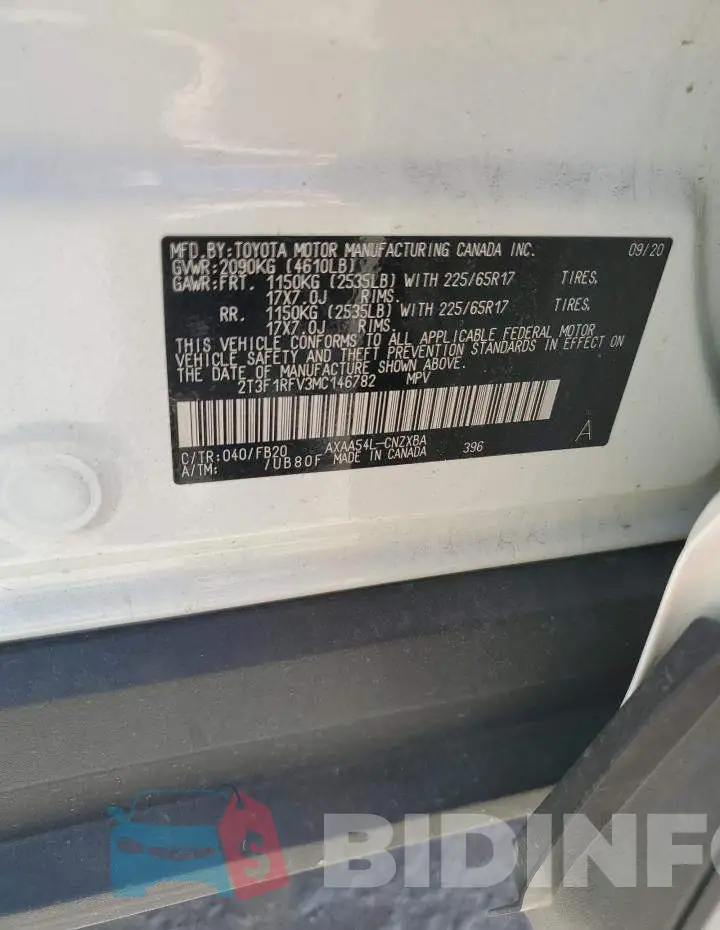 2T3F1RFV3MC146782 Photo# 12