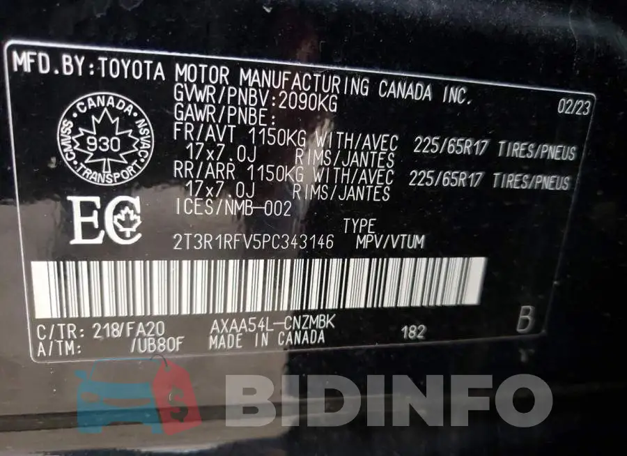 2T3R1RFV5PC343146 Photo# 13