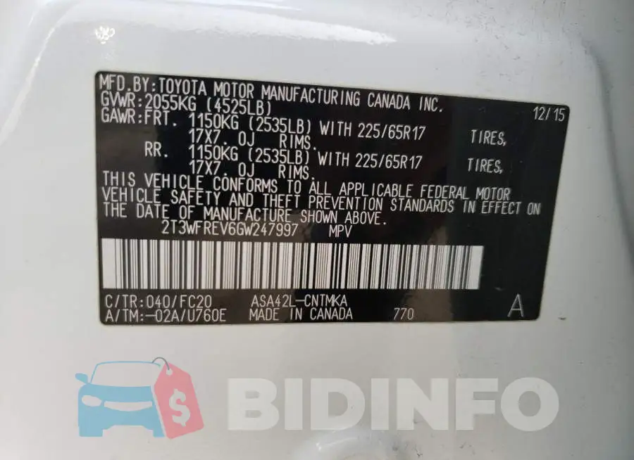 2T3WFREV6GW247997 Photo# 13