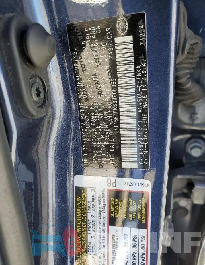 4T1BF1FK6GU606052 Photo# 12