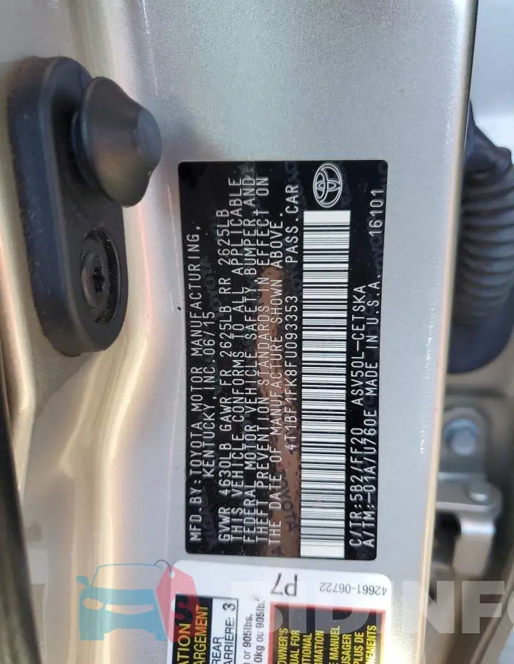 4T1BF1FK8FU093353 Photo# 12