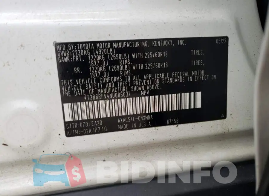 4T3B6RFV4NU085037 Photo# 13