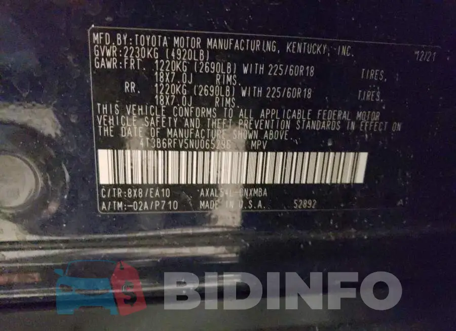 4T3B6RFV5NU065296 Photo# 12