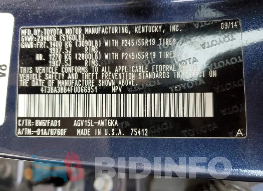 4T3BA3BB4FU066951 Photo# 12