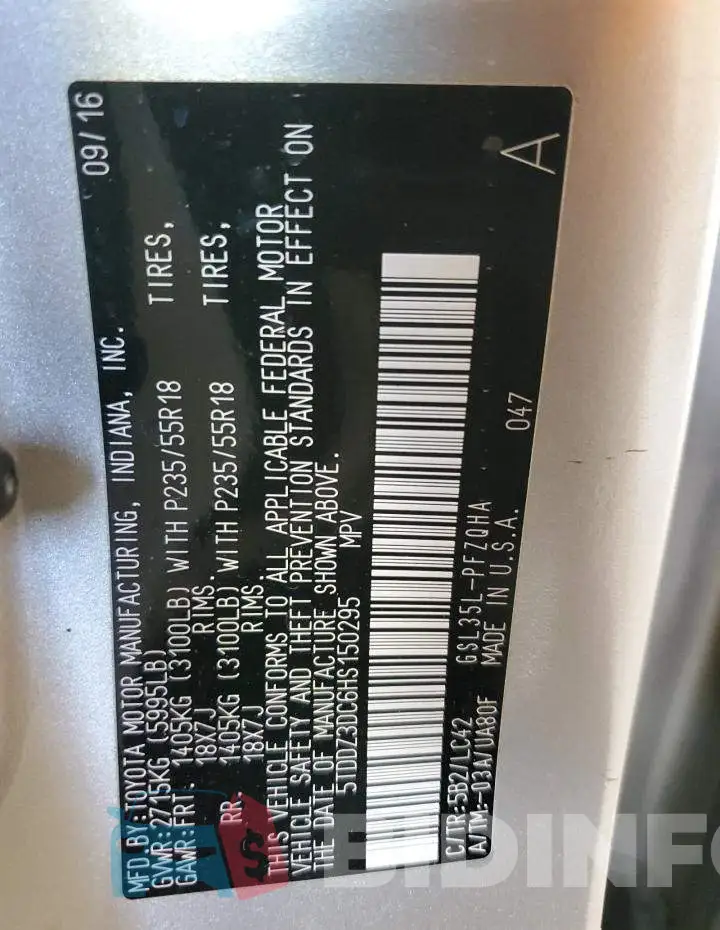 5TDDZ3DC6HS150295 Photo# 13