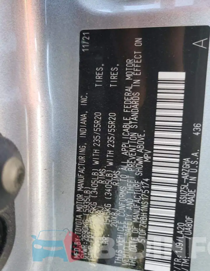 5TDFZRBH1NS175174 Photo# 13