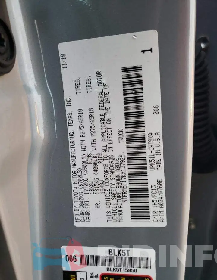 5TFRM5F17KX137925 Photo# 12
