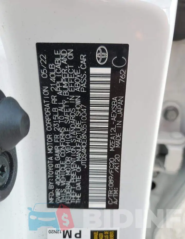 JTDS4MCE8N3510047 Photo# 12