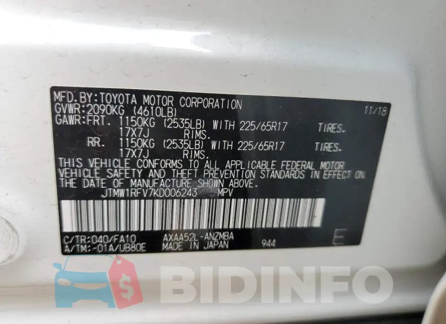 JTMW1RFV7KD006243 Photo# 13