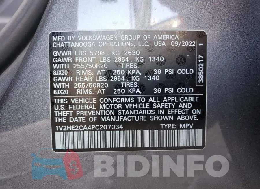 1V2HE2CA4PC207034 Photo# 13