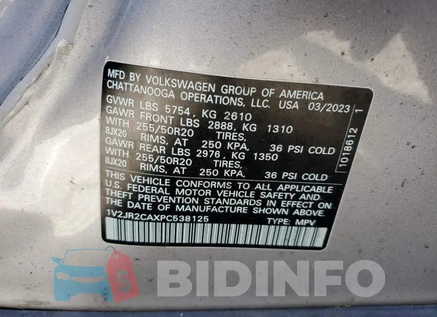 1V2JR2CAXPC538125 Photo# 14