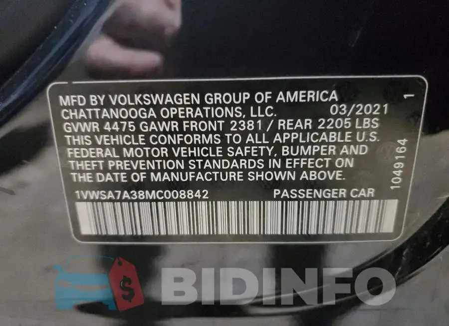 1VWSA7A38MC008842 Photo# 12
