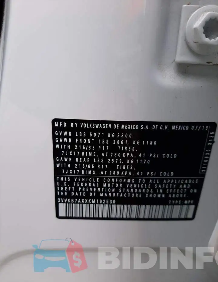 3VV0B7AXXKM192530 Photo# 13