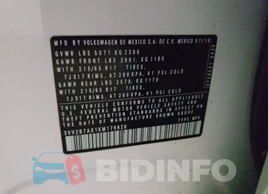 3VV2B7AX1KM179626 Photo# 12