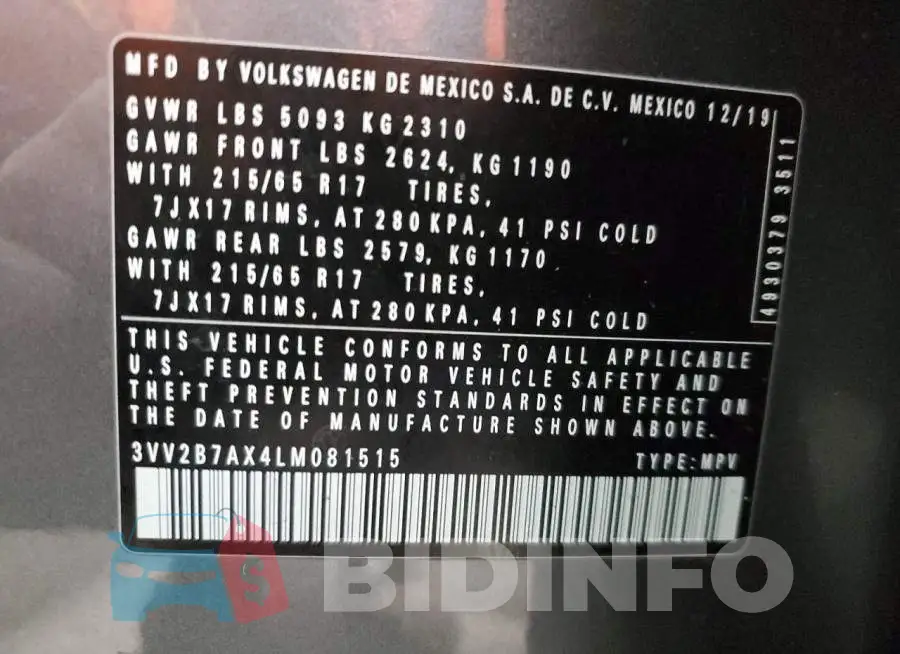 3VV2B7AX4LM081515 Photo# 13