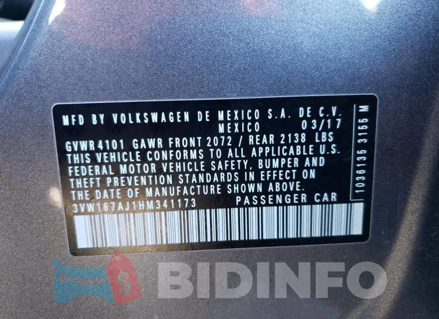 3VW167AJ1HM341173 Photo# 12