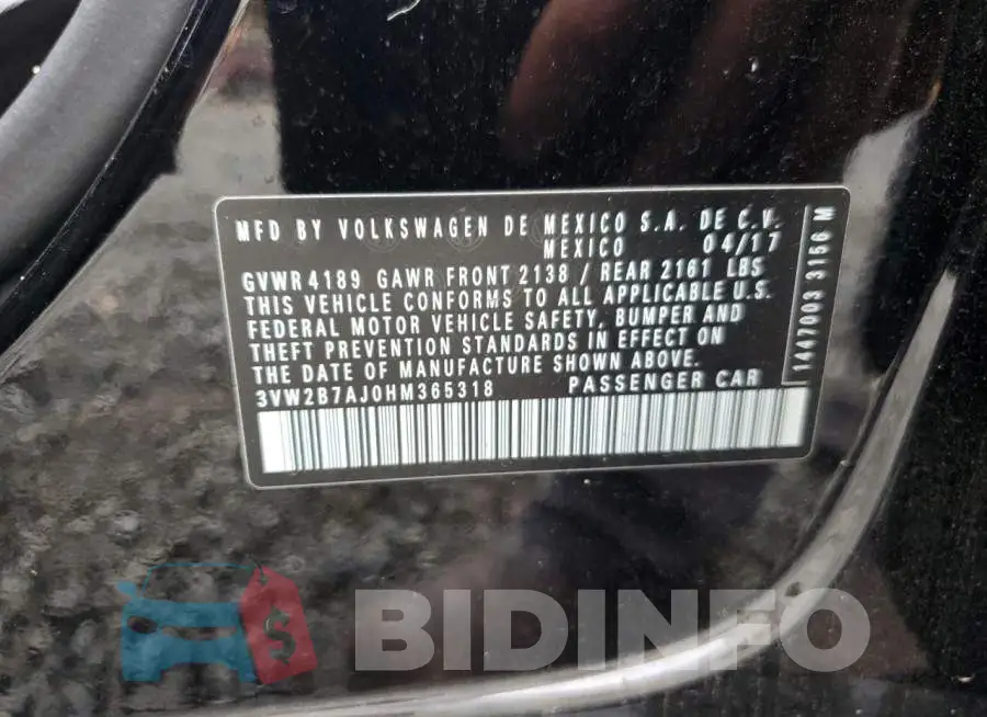 3VW2B7AJ0HM365318 Photo# 12