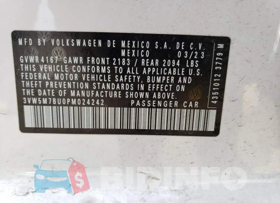 3VW5M7BU0PM024242 Photo# 12