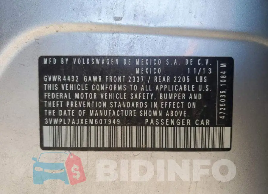 3VWPL7AJXEM607949 Photo# 13