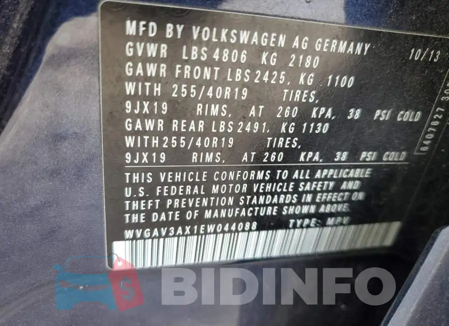 WVGAV3AX1EW044088 Photo# 12