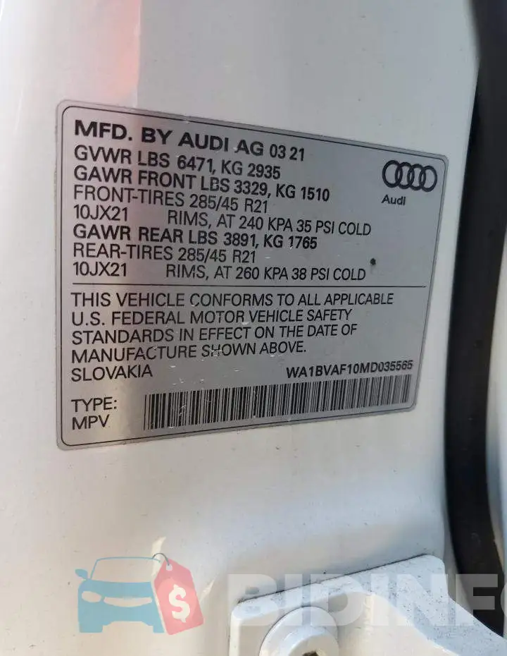 WA1BVAF10MD035565 Photo# 12