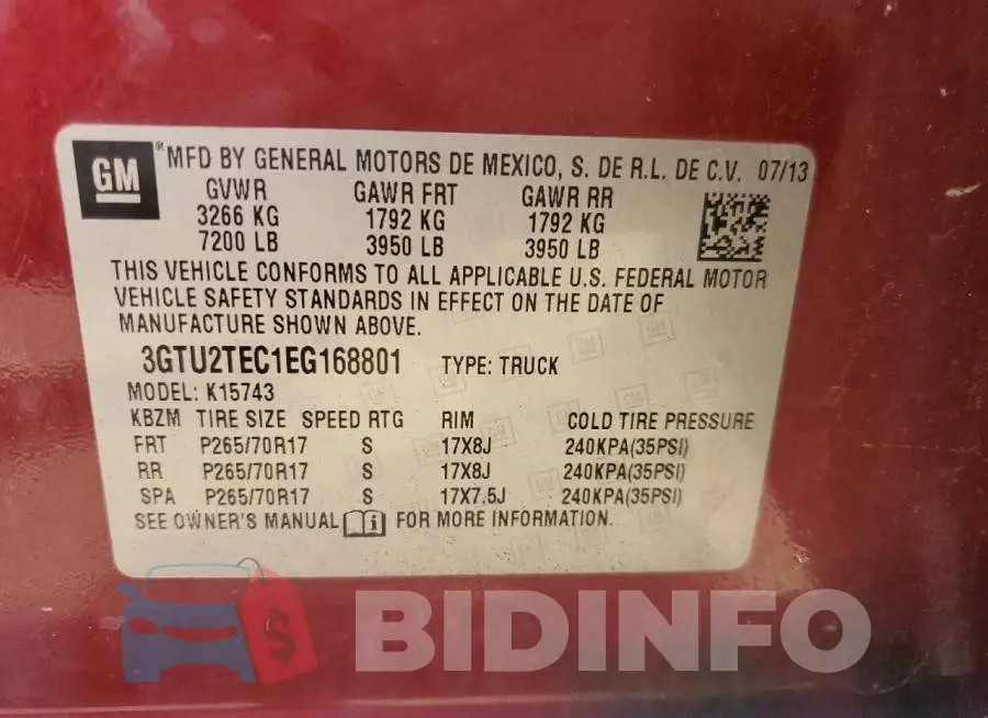 3GTU2TEC1EG168801 Photo# 12