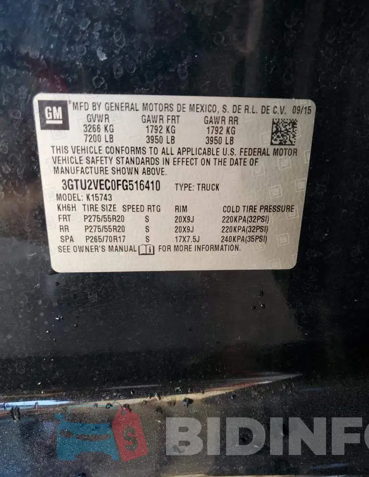 3GTU2VEC0FG516410 Photo# 12