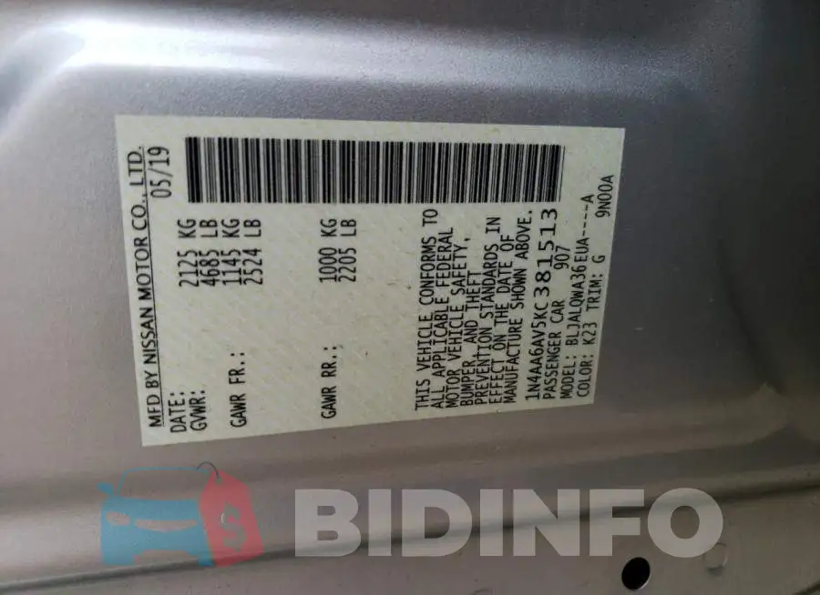 1N4AA6AV5KC381513 Photo# 13