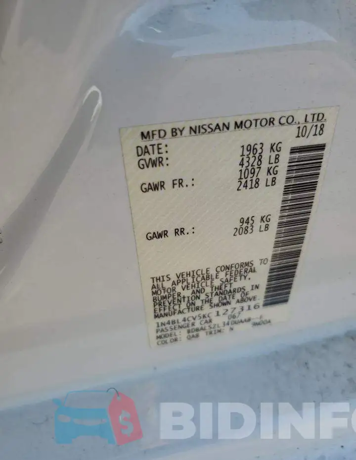 1N4BL4CV5KC127316 Photo# 12