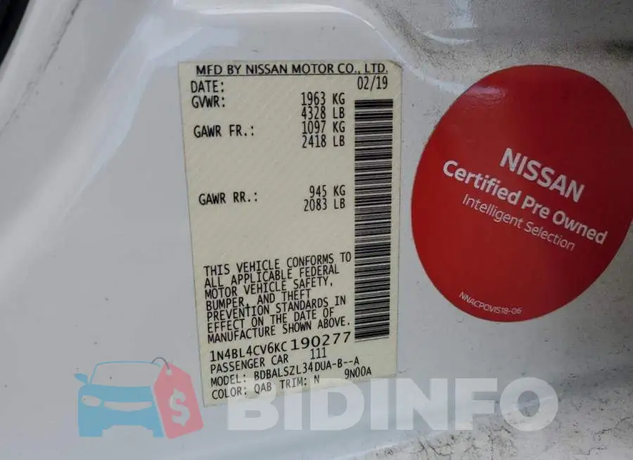 1N4BL4CV6KC190277 Photo# 12