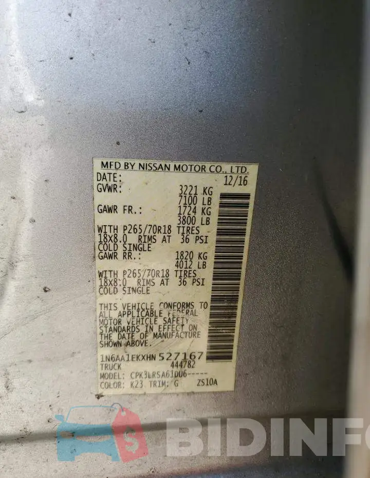 1N6AA1EKXHN527167 Photo# 13