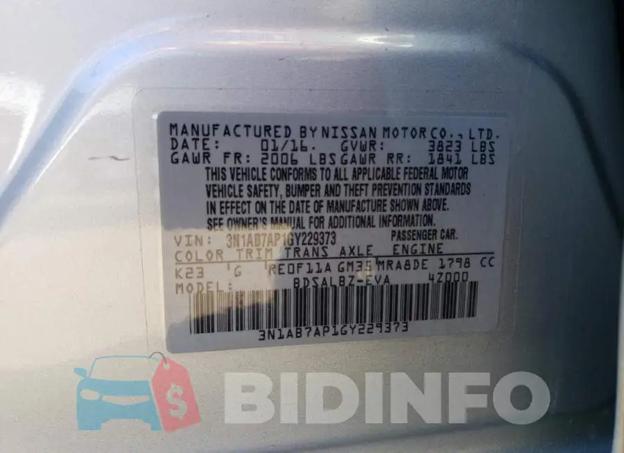 3N1AB7AP1GY229373 Photo# 12