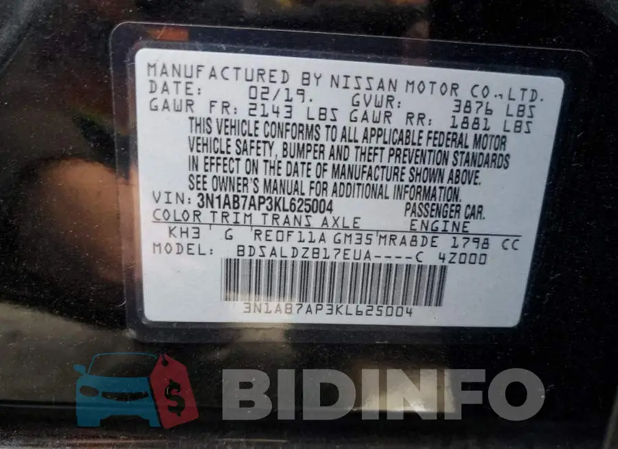 3N1AB7AP3KL625004 Photo# 12