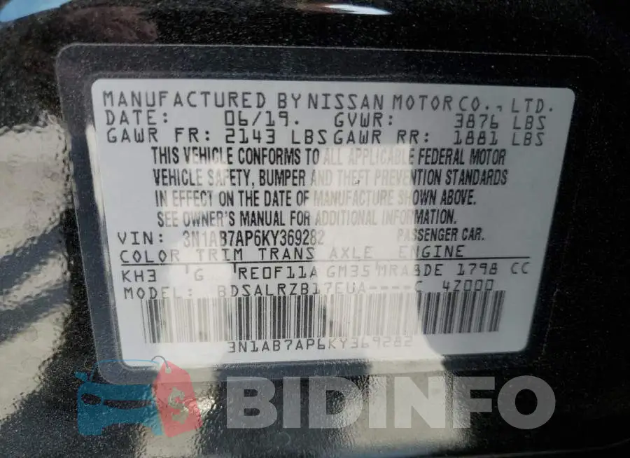 3N1AB7AP6KY369282 Photo# 12