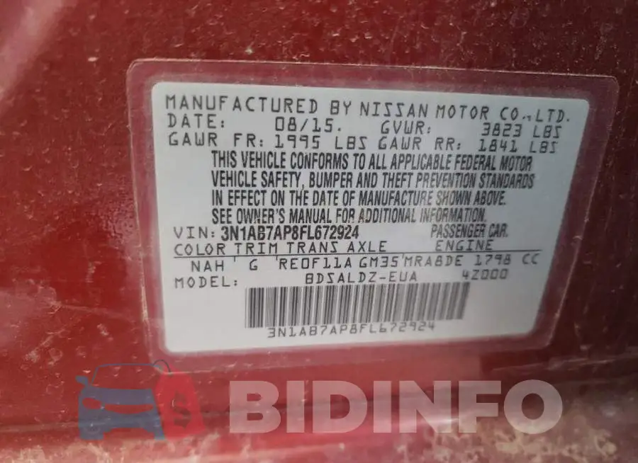 3N1AB7AP8FL672924 Photo# 13