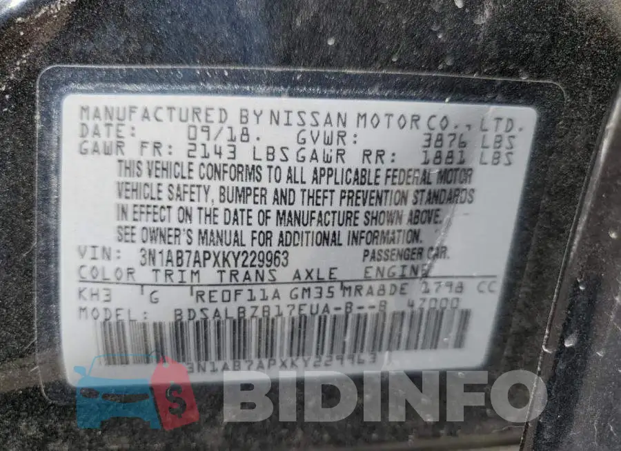 3N1AB7APXKY229963 Photo# 12