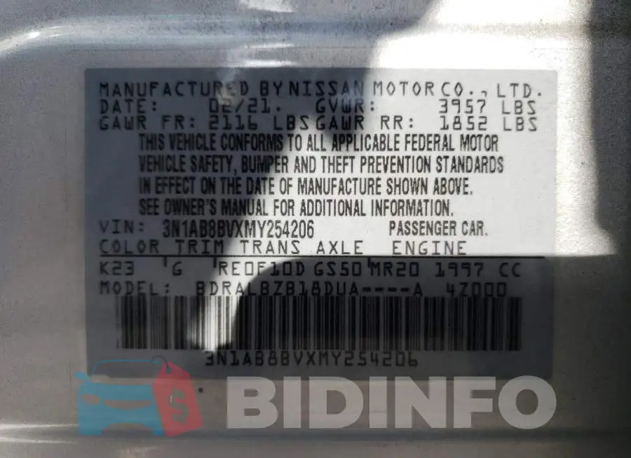 3N1AB8BVXMY254206 Photo# 12