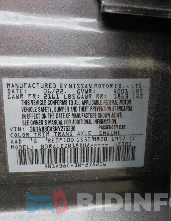 3N1AB8CV3NY275236 Photo# 12