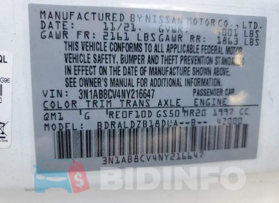 3N1AB8CV4NY216647 Photo# 12