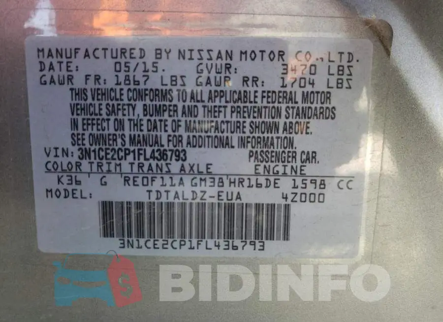 3N1CE2CP1FL436793 Photo# 12