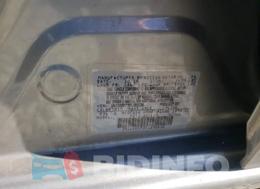 3N1CE2CP3FL392232 Photo# 13