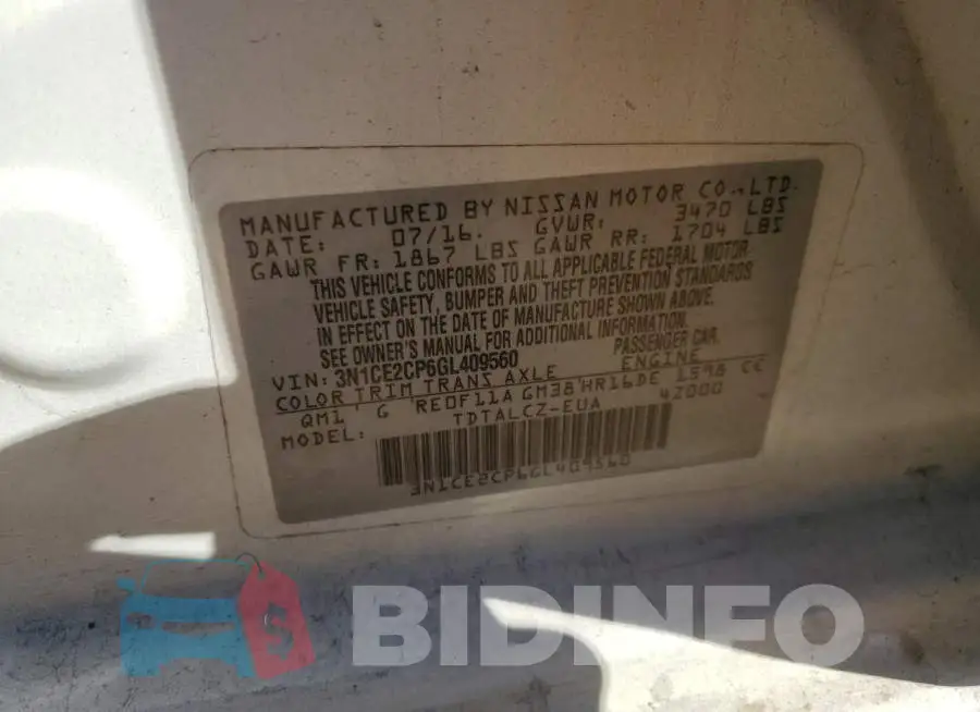 3N1CE2CP6GL409560 Photo# 12